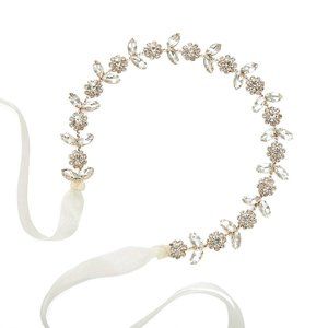 SWEETV Rose Gold Flower Girl Headband for Wedding Baby Girl Headpiece